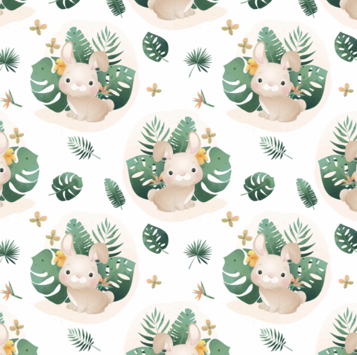 Tissu Exclusif Monstera Lapin, 3 tailles et 11 tissus au choix