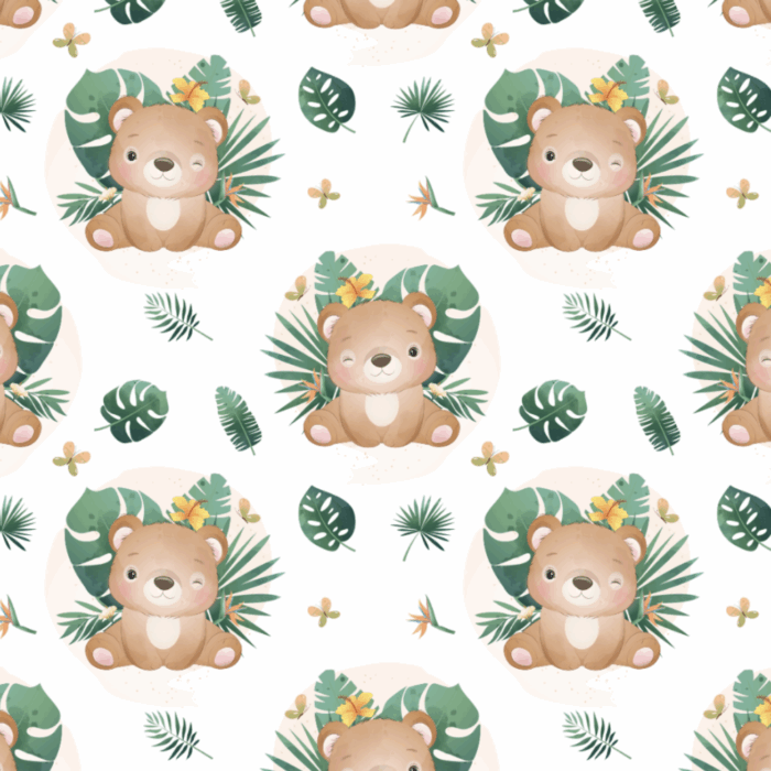 Tissu Exclusif Monstera Ourson, 3 tailles et 11 tissus au choix