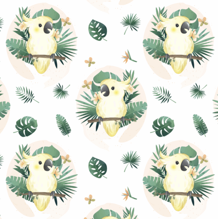 Tissu Exclusif Monstera Perroquet, 3 tailles et 11 tissus au choix
