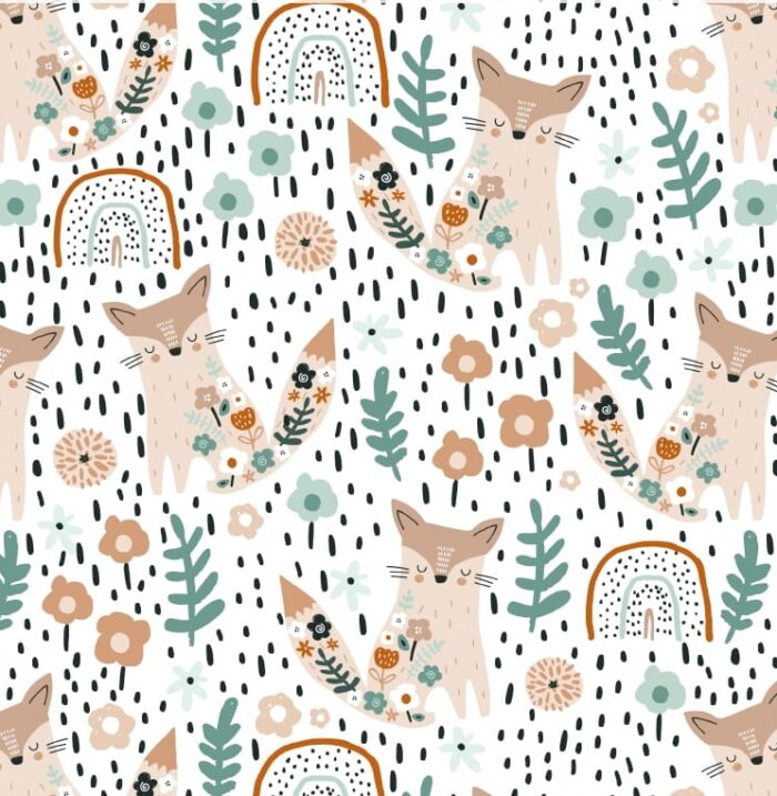 Pochon personnalisé avec broderie prénom Renard Arc-en-ciel
