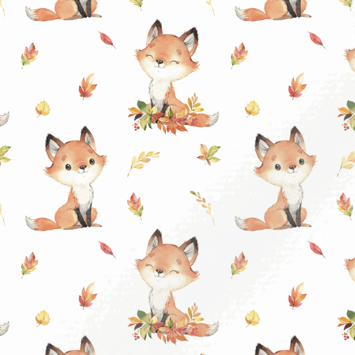 Tissu Exclusif Automne Renard Mignon Feuilles, 11 tissus au choix