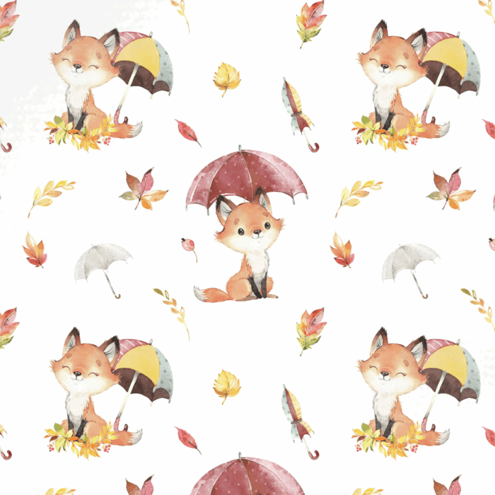 Tissu Exclusif Automne Renard Mignon Parapluie, 11 tissus au choix