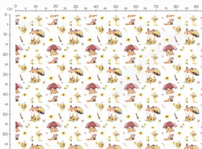 Tissu Imprimé Automne Renard Mignon Parapluie Tournesols, 11 tissus au choix – Image 3