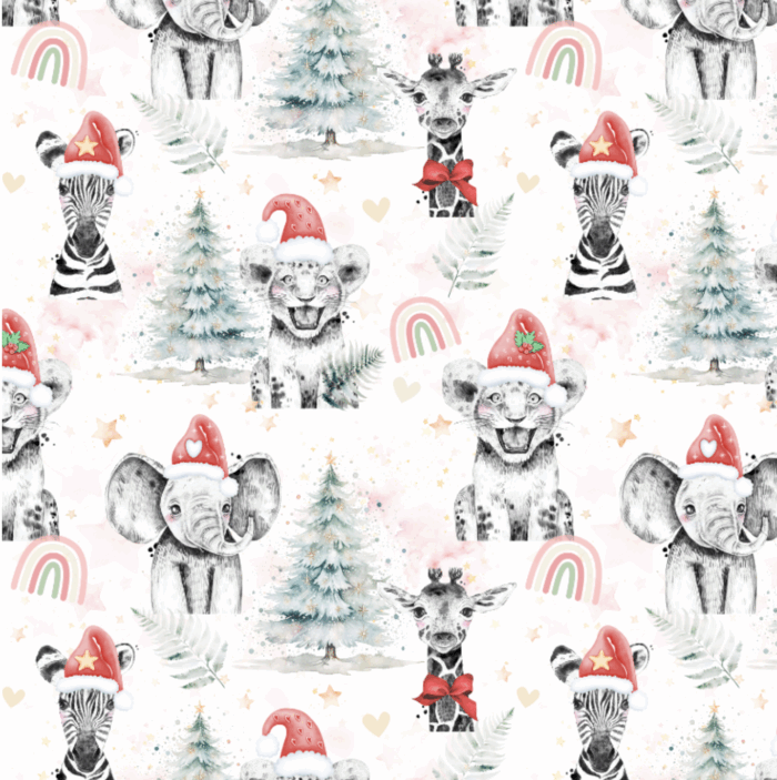 Tissu Exclusif Noel Safari Animaux, 2 tailles et 11 tissus au choix