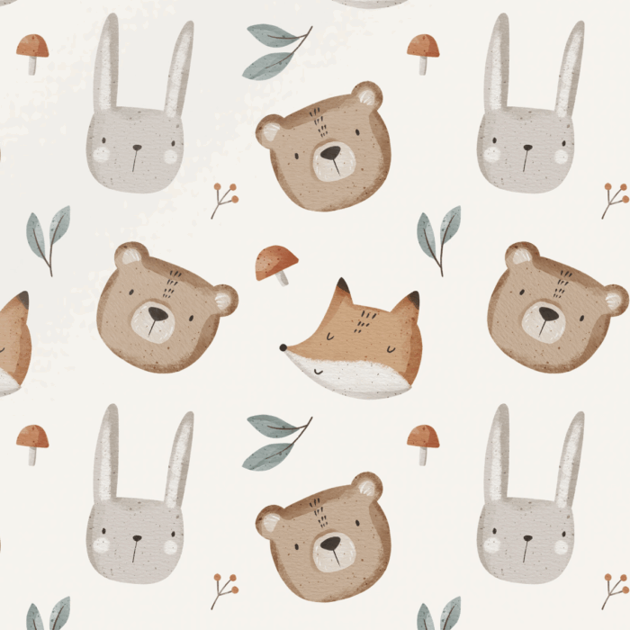 Tissu Imprimé Animaux Foret d'Automne, 4 coloris et 11 tissus au choix
