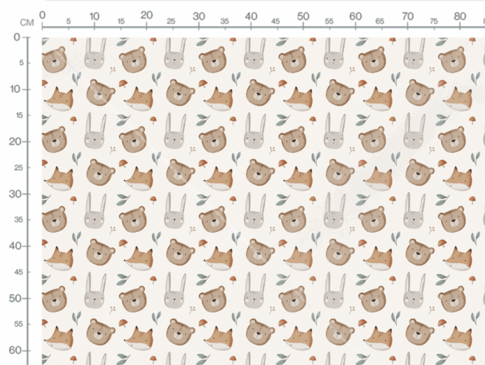 Tissu Imprimé Animaux Foret d'Automne, 4 coloris et 11 tissus au choix – Image 3