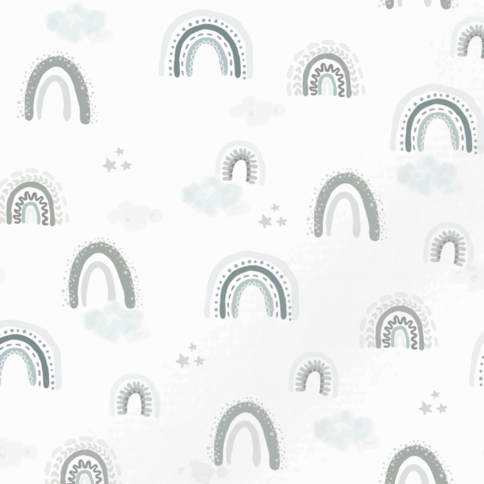 Tissu Imprimé Arc-en-ciel Bleu Gris, 11 tissus au choix