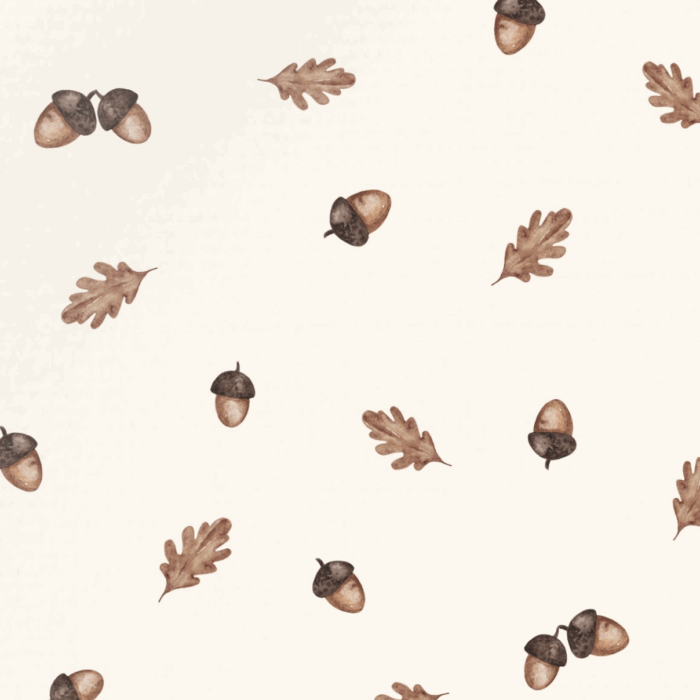 Tissu Imprimé Automne Gland Feuille Creme, 11 tissus au choix