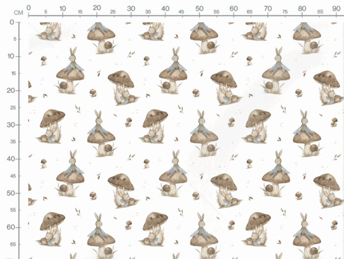 Tissu Imprimé Automne Lapin Champignon, 2 coloris et 11 tissus au choix – Image 2