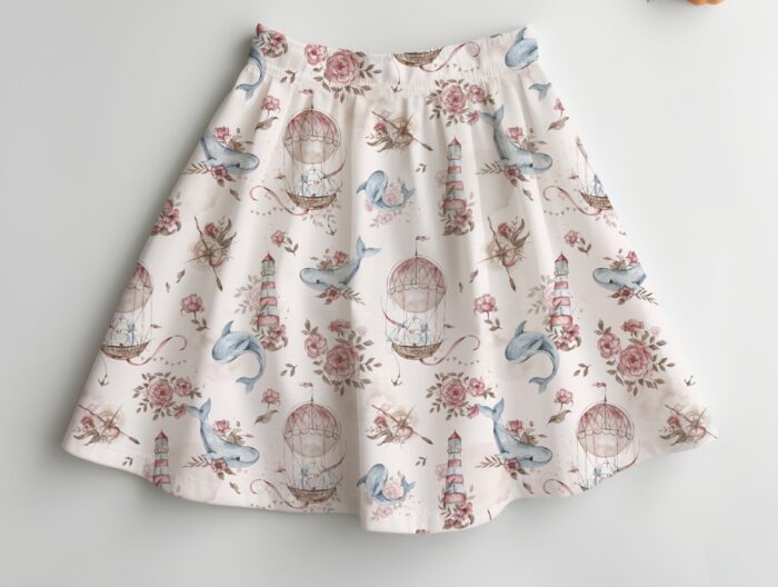 Tissu Imprimé Marin Baleine et Fleurs, 2 coloris et 11 tissus au choix – Image 5