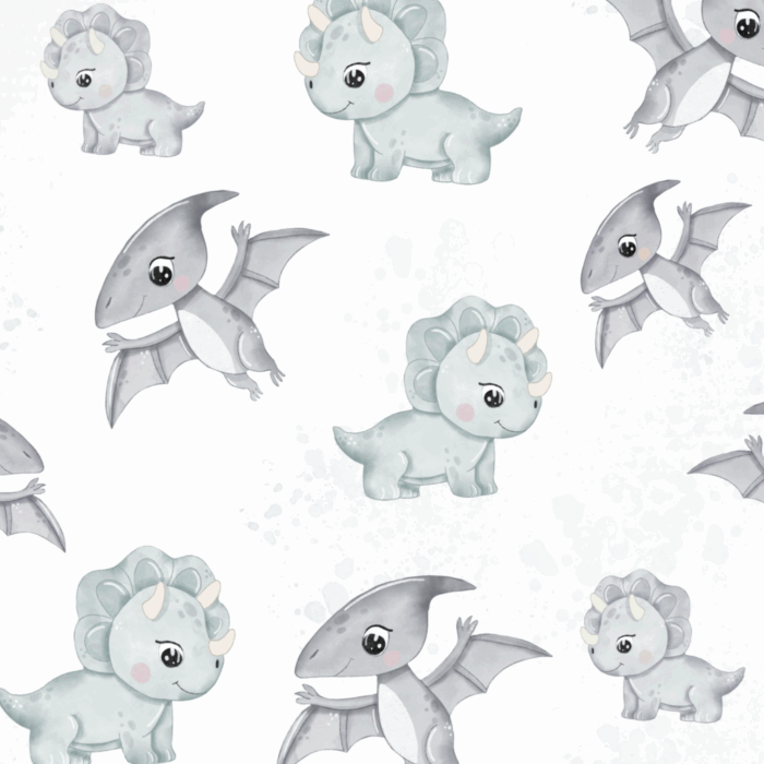 Tissu Imprimé Bebe Dino Pastel, 11 tissus au choix