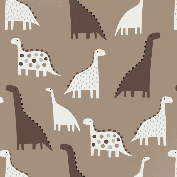 Tissu Imprimé Dinosaures Beige Marron, 11 tissus au choix