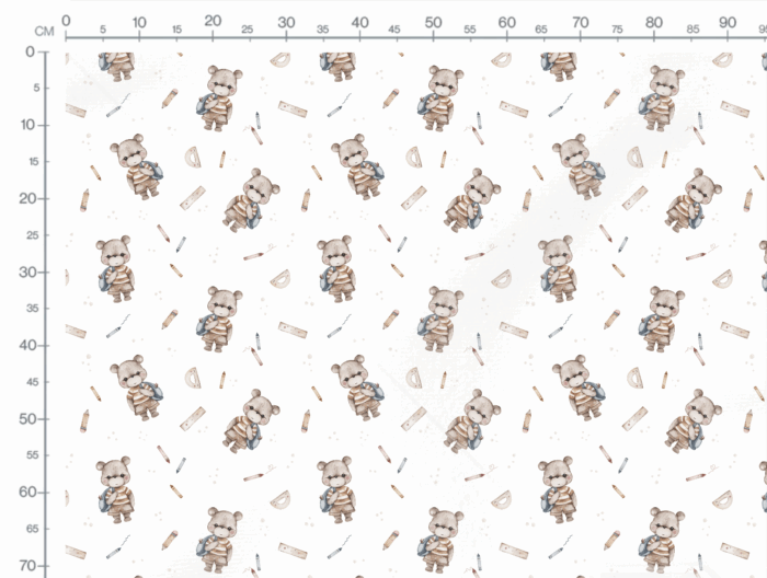 Tissu Imprimé Ecole Ourson Garcon, 2 coloris et 11 tissus au choix – Image 3
