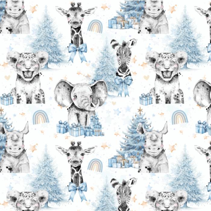 Tissu Exclusif Noel Bleu Savane, 11 tissus au choix