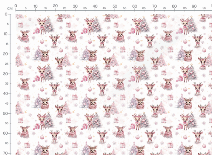 Tissu Exclusif Noel Rennes Roses, 2 coloris et 11 tissus au choix – Image 3