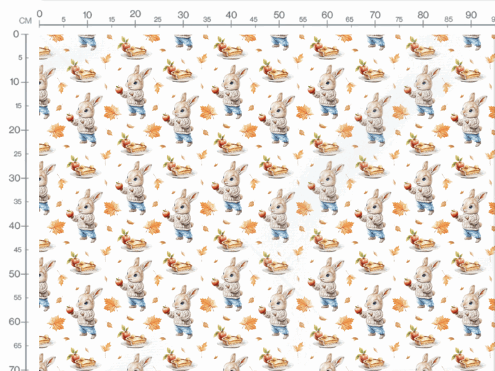 Tissu Imprimé Lapin Gourmand Automne, 11 tissus au choix – Image 3