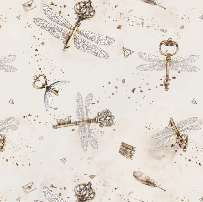 Tissu Imprimé Libellule Magique Beige, 11 tissus au choix