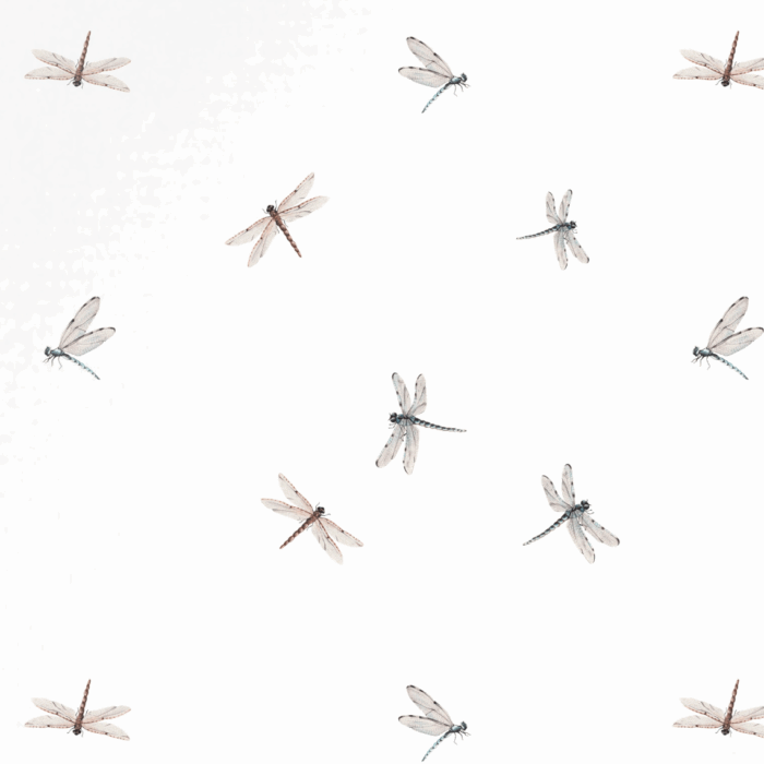 Tissu Imprimé Libellule Minimaliste Blanc, 11 tissus au choix