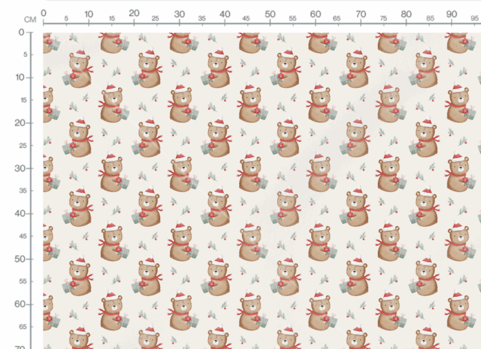 Tissu Imprimé Noel Ourson Cadeau, 4 coloris et 11 tissus au choix – Image 4