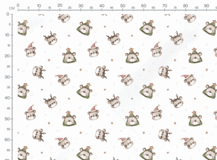 Tissu Imprimé Noel Ourson Mignon, 5 coloris et 11 tissus au choix – Image 2