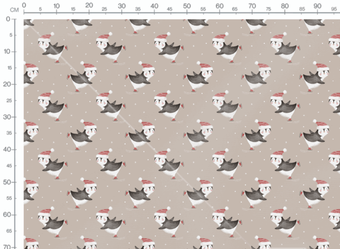 Tissu Imprimé Noel Pingouin Patins, 3 coloris et 11 tissus au choix – Image 3
