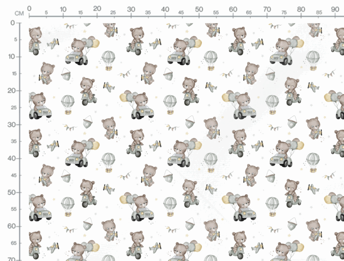 Tissu Imprimé Ourson Jouets, 4 coloris et 11 tissus au choix – Image 3