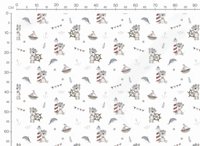 Tissu Imprimé Ourson Marin Blanc, 11 tissus au choix – Image 2