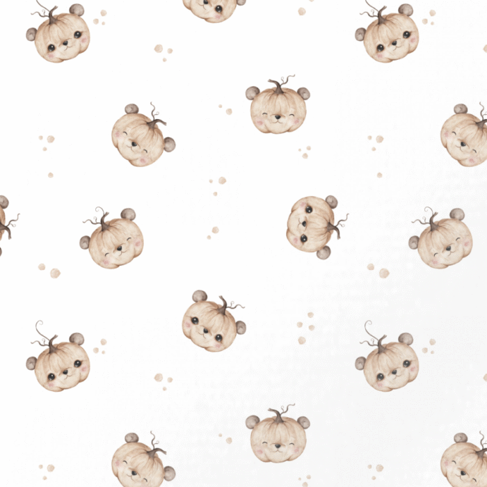 Tissu Imprimé Ourson Mignon Citrouille, 4 coloris et 11 tissus au choix