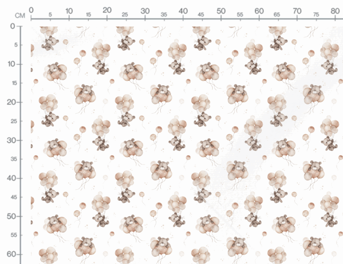 Tissu Imprimé Ourson Mignon et Ballons Blanc, 11 tissus au choix – Image 2