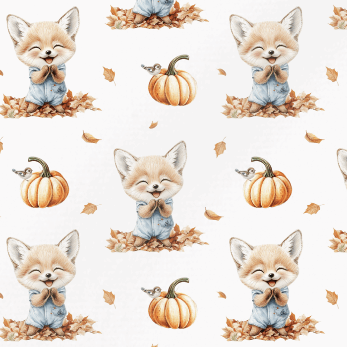 Tissu Imprimé Renard Automne Potiron, 11 tissus au choix