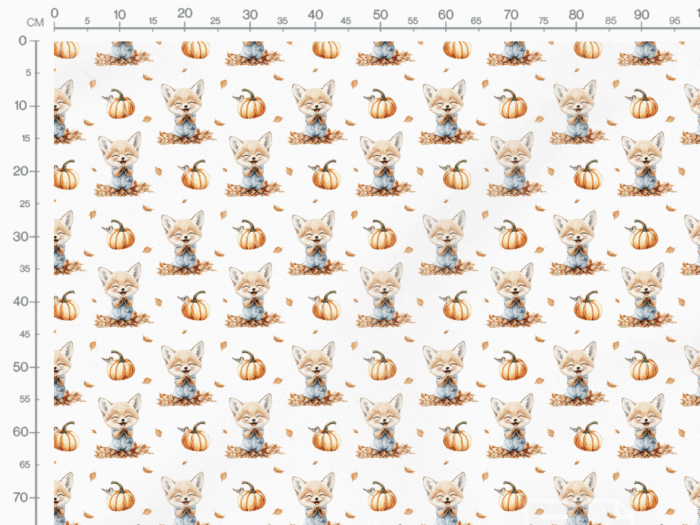 Tissu Imprimé Renard Automne Potiron, 11 tissus au choix – Image 3