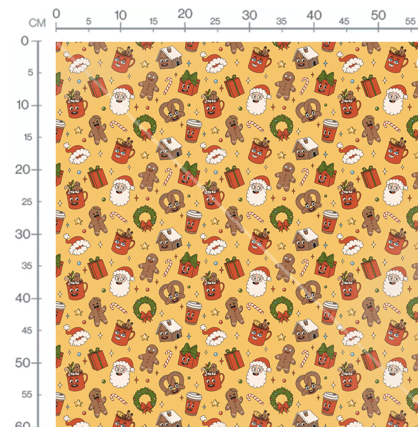 Tissu Imprimé Noel Retro Jaune, 11 tissus au choix – Image 2
