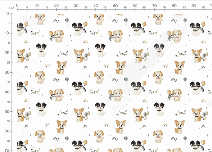 Tissu Imprimé Chiots Mignons Arc-en-ciel Blanc, 11 tissus au choix – Image 3