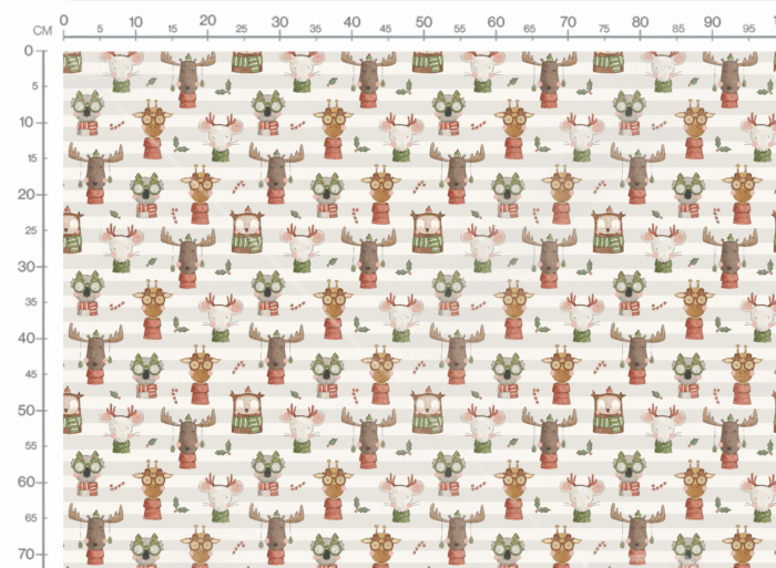 Tissu Imprimé Noel Animaux Lunettes Rayures, 11 tissus au choix – Image 3