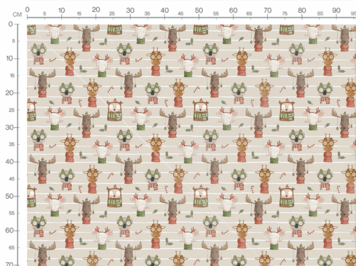 Tissu Imprimé Noel Animaux Lunettes Beige, 11 tissus au choix – Image 3