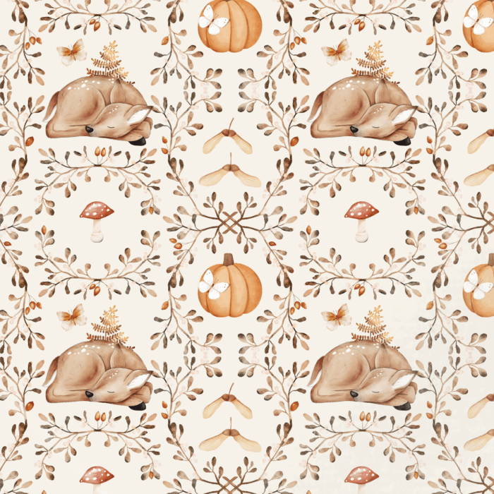 Tissu Imprimé Automne Bonne Nuit Biche, 11 tissus au choix