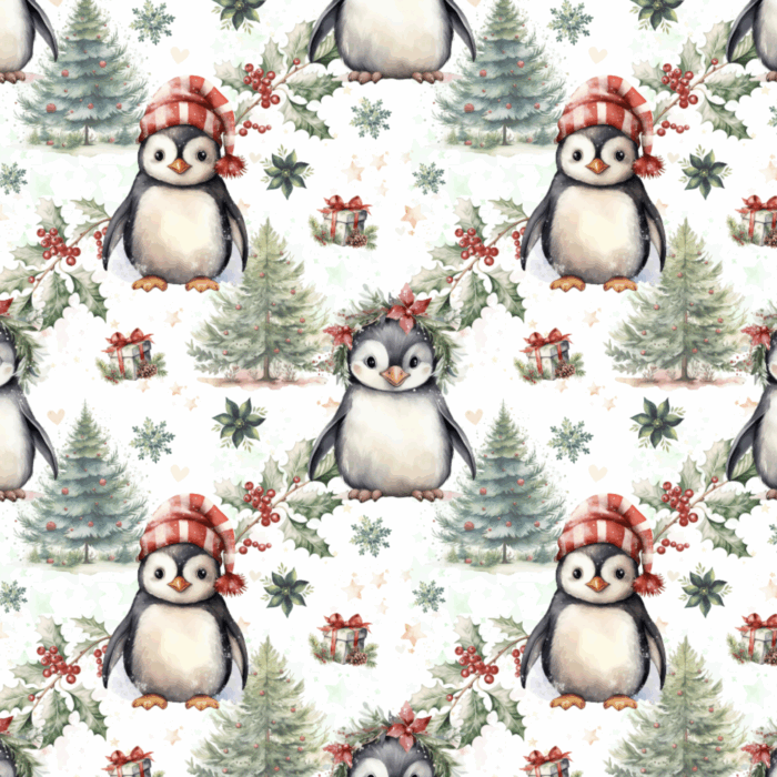 Tissu Exclusif Noel Pingouin Foret, 11 tissus au choix