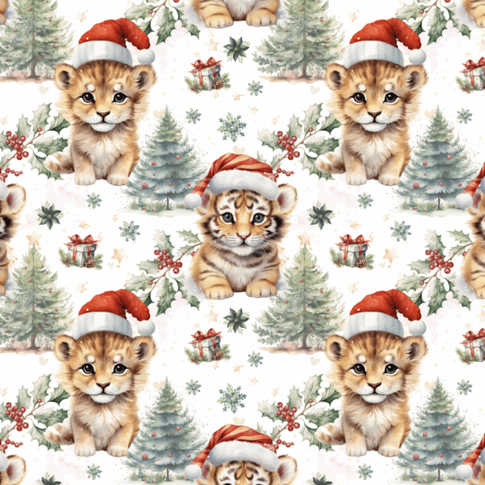 Tissu Exclusif Noel Tigre Mignon, 11 tissus au choix