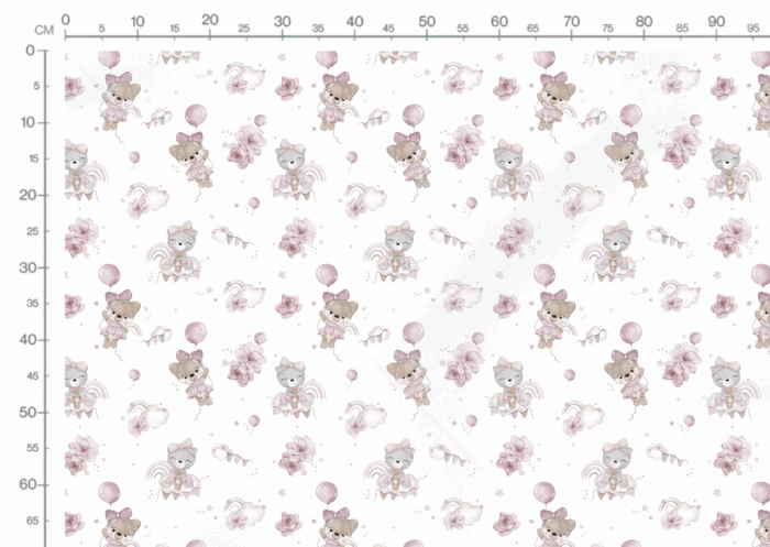 Tissu Imprimé Fille Ourson Rose, 4 coloris et 11 tissus au choix – Image 3
