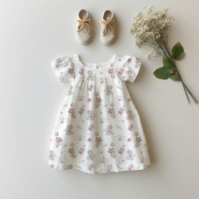 Tissu Imprimé Fille Ourson Rose, 4 coloris et 11 tissus au choix – Image 4