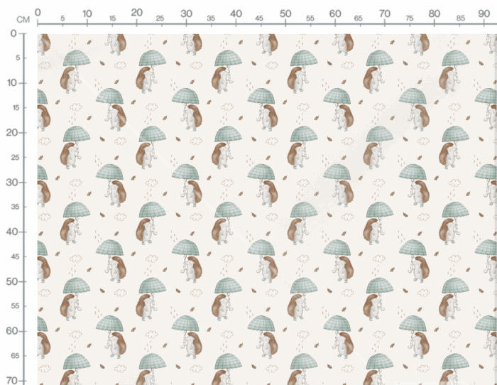Tissu Imprimé Herisson Parapluie Creme, 11 tissus au choix – Image 3
