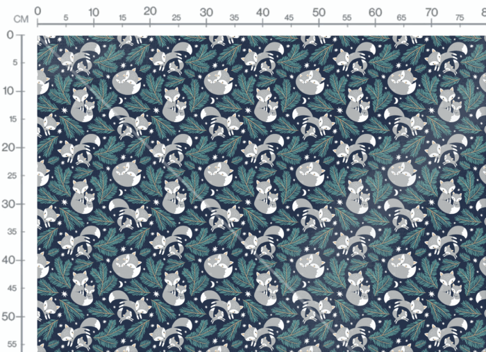 Tissu Imprimé Hiver Renard Gris Sapin, 11 tissus au choix – Image 3