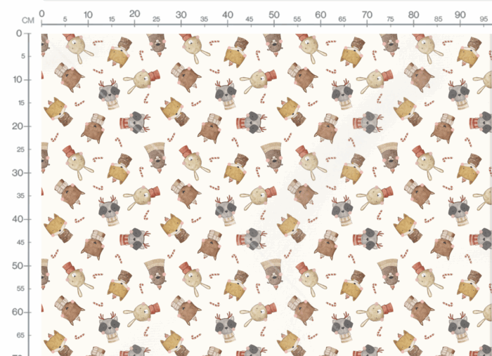 Tissu Imprimé Noel Animaux Canne a Sucre, 3 coloris et 11 tissus au choix – Image 3