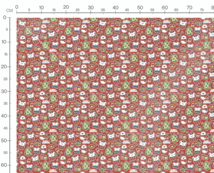 Tissu Imprimé Noel Animaux Mignons Rouge, 11 tissus au choix – Image 3
