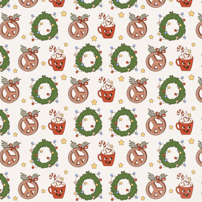 Tissu Imprimé Noel Retro Groovy Deco, 11 tissus au choix