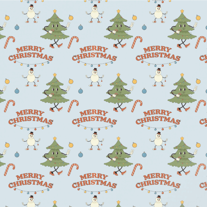 Tissu Imprimé Noel Retro Merry Christmas, 11 tissus au choix