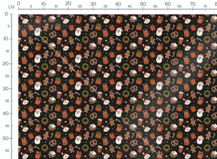 Tissu Imprimé Noel Retro Noir, 11 tissus au choix – Image 3