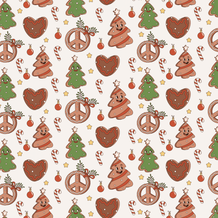 Tissu Imprimé Noel Retro Pain d'Epices, 11 tissus au choix