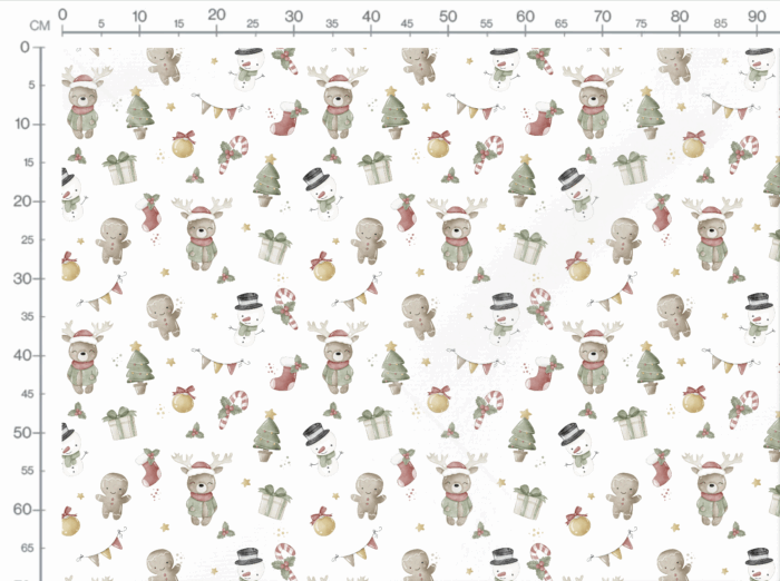 Tissu Imprimé Petit Noel Mignon, 3 coloris et 11 tissus au choix – Image 3