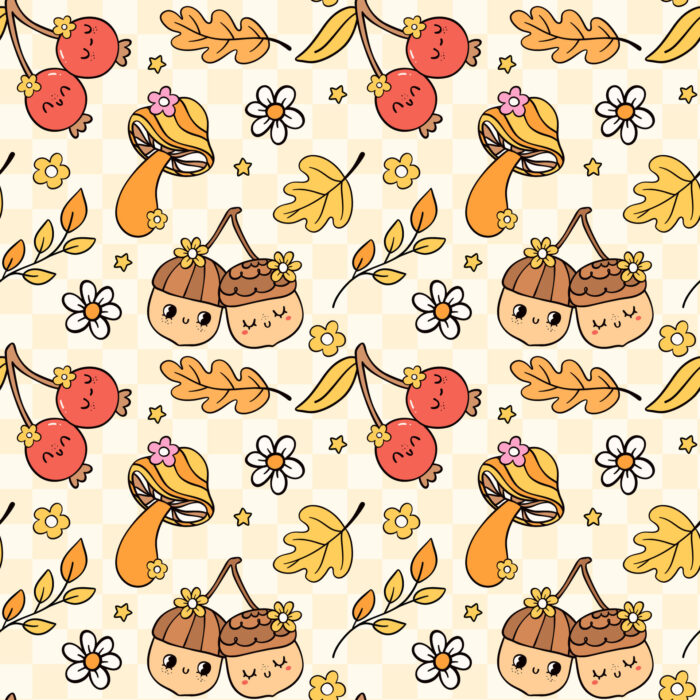 Tissu Imprimé Retro Groovy Automne, 11 tissus au choix